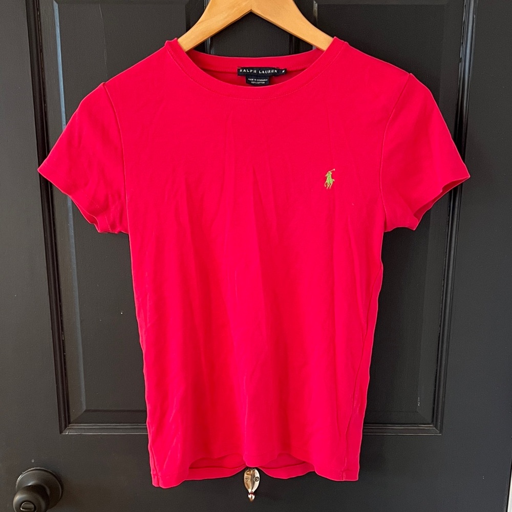 Ralph Lauren Vibrant Red Tee with Iconic Emblem